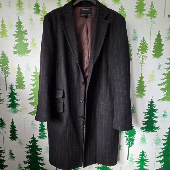 Kenneth Cole Black Pinstripe Coat - Picture 2 of 14